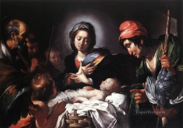 baroque Painting - Adoration Of The Shepherds Italian Baroque Bernardo Strozzi